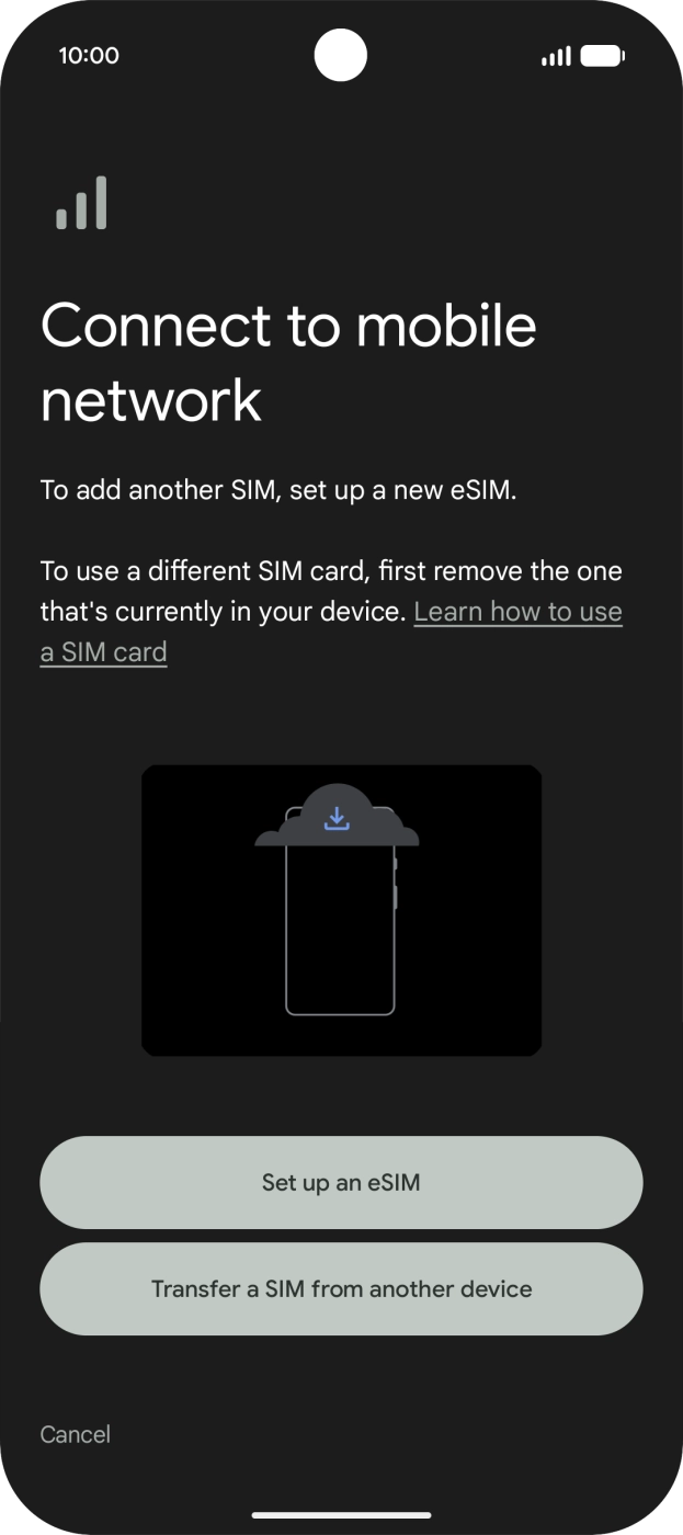 Tillat at telefonen legger til eSIM-en