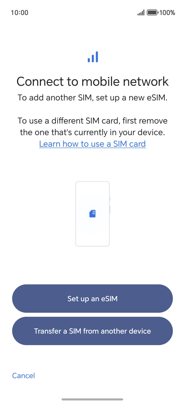 Tillat at telefonen legger til eSIM-en