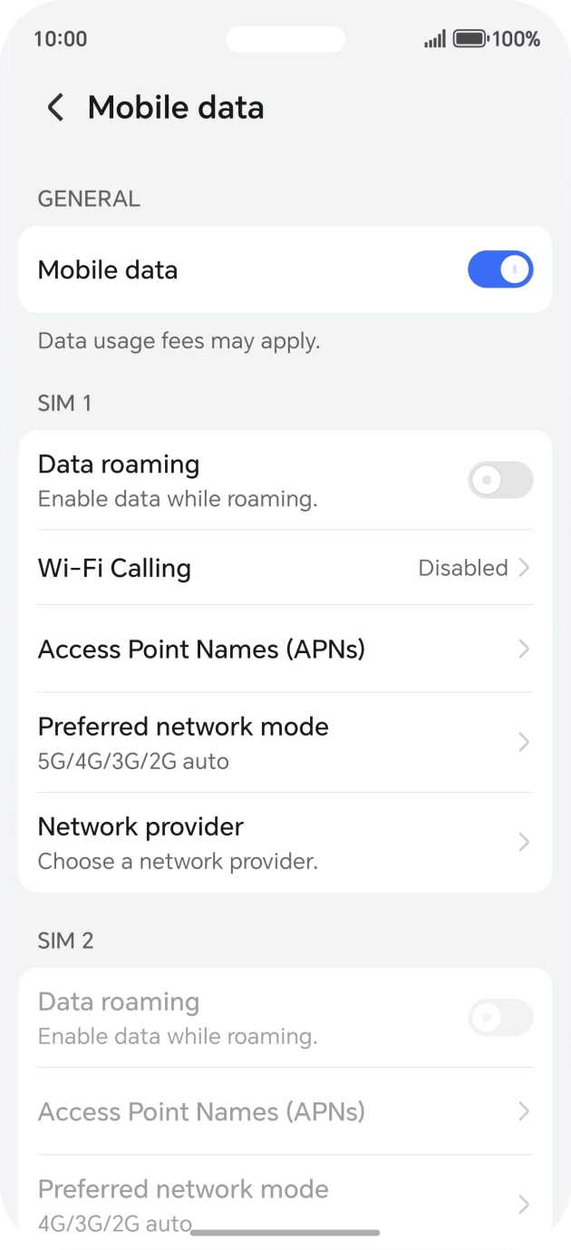 Slå på linjen og roaming