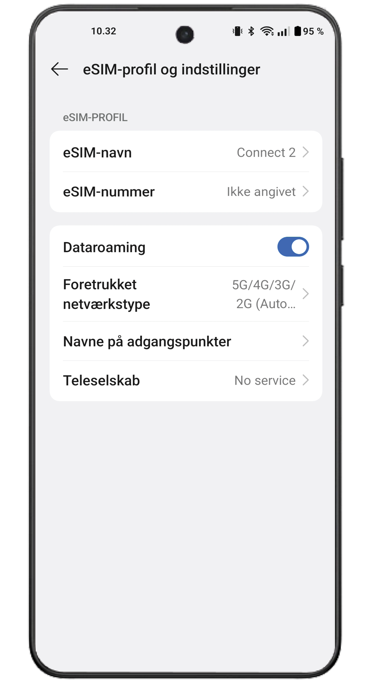 Gi den nye eSIM-en et navn