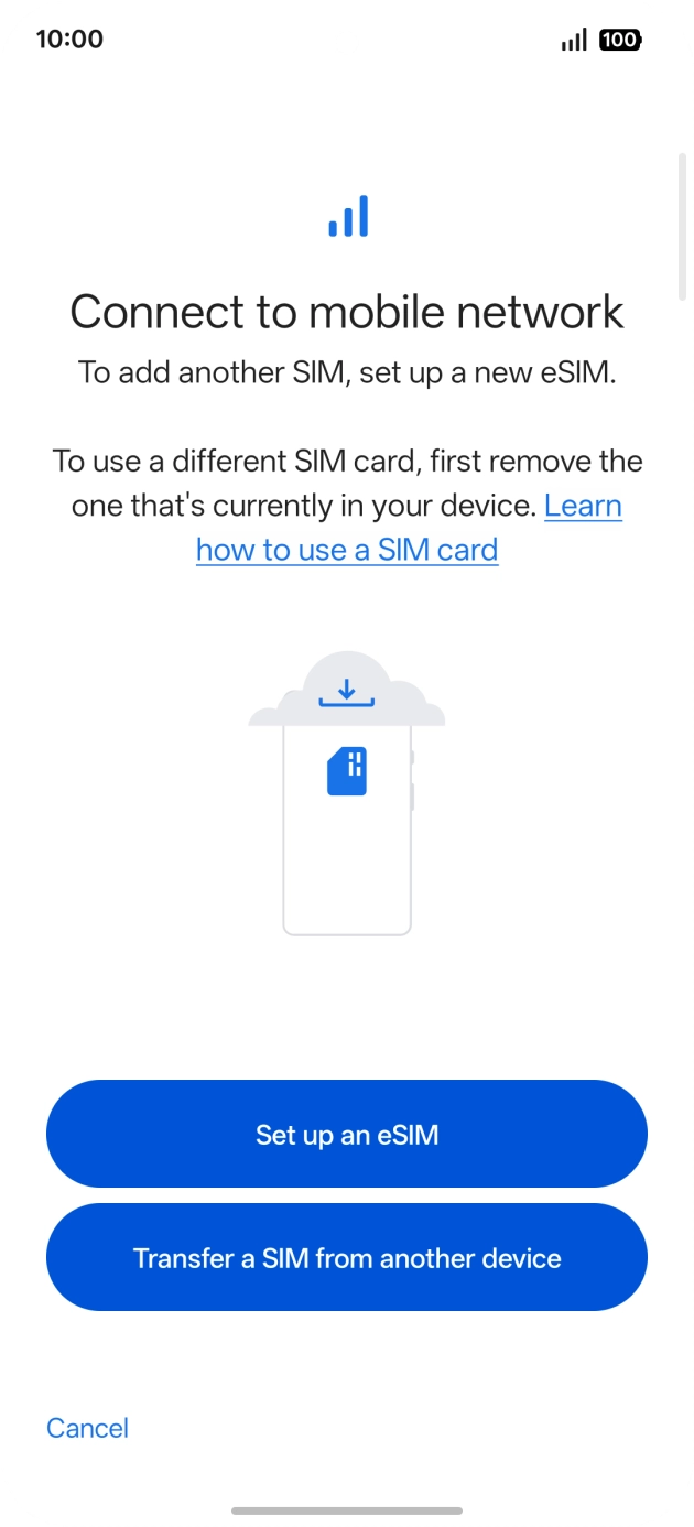 Tillat at telefonen legger til eSIM-en