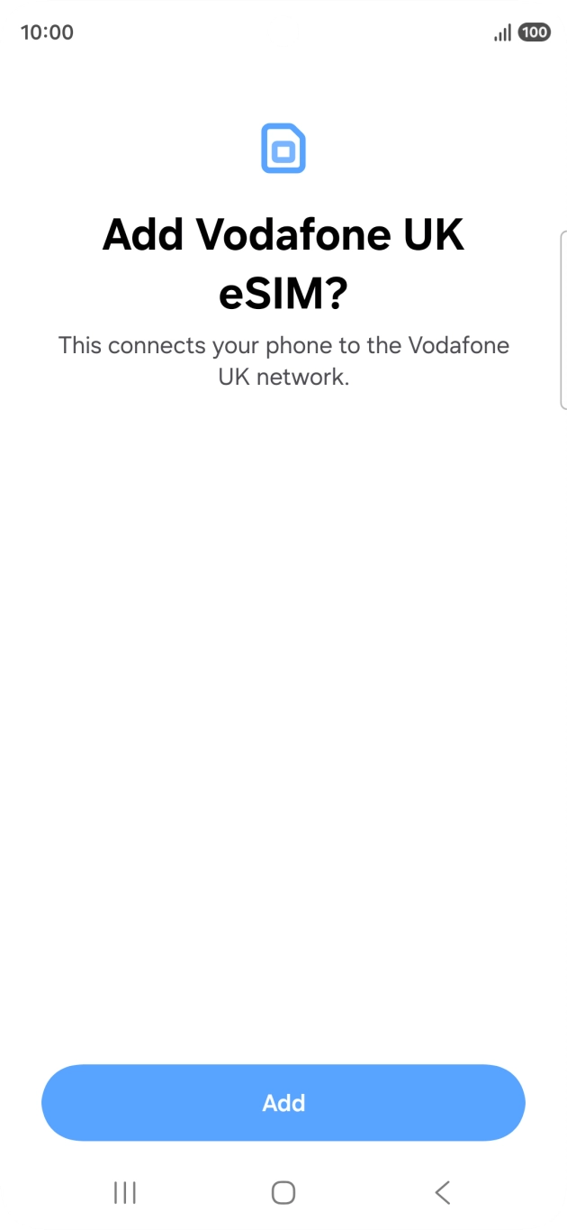 Tillat at telefonen legger til eSIM-en