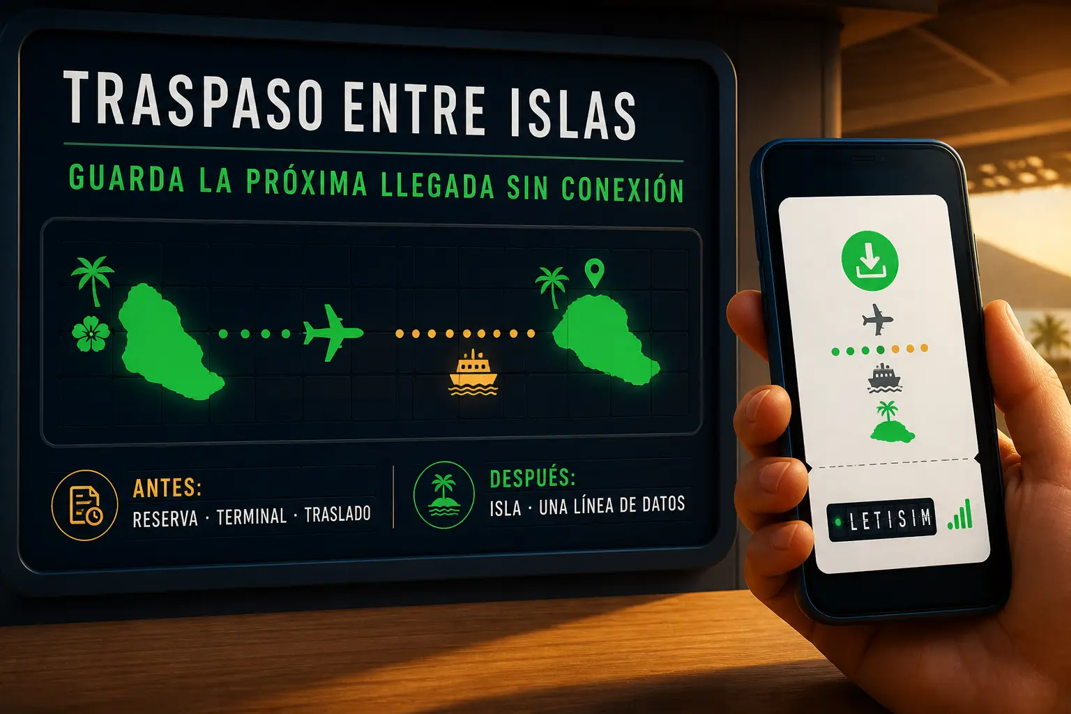 TRASPASO ENTRE ISLAS: GUARDA LA PRÓXIMA LLEGADA SIN CONEXIÓN